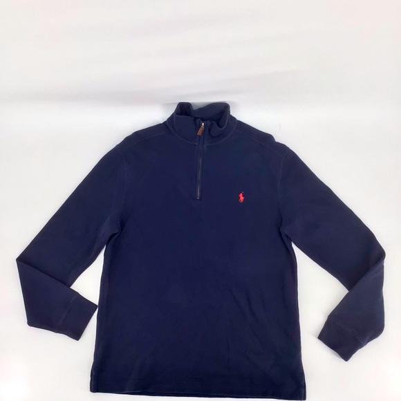 VTG Polo by Ralph Lauren Navy 1/4 Zip Pullover Size Medium - Picture 2 of 7